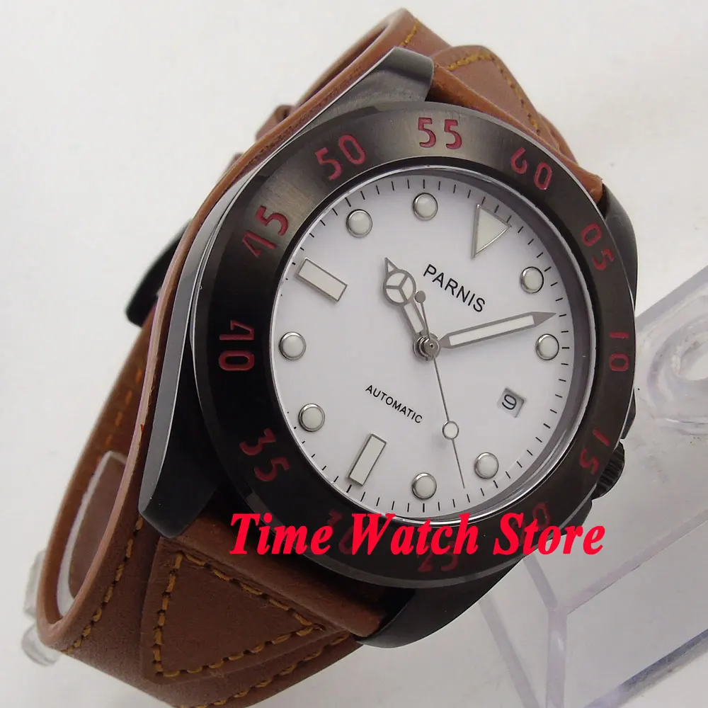 

43mm Parnis mens wristwatch 705 date PVD case sapphire crystal MIYOTA movement