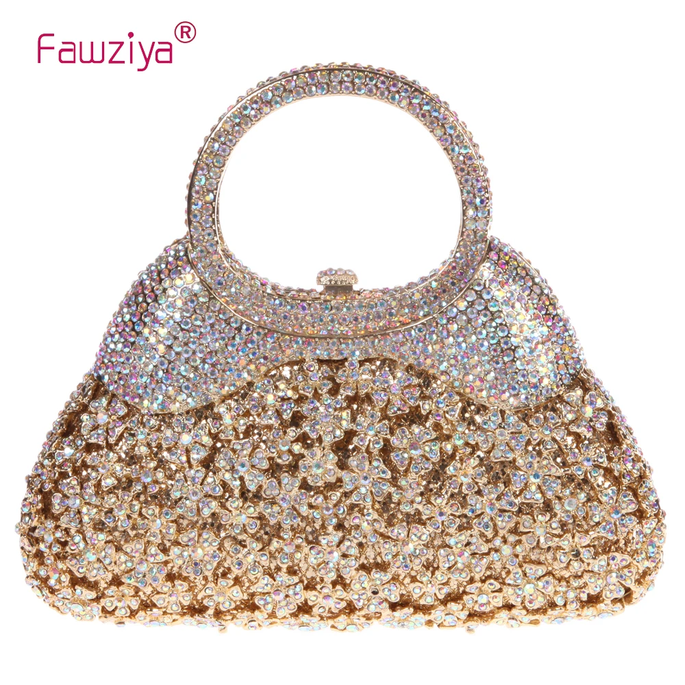 Fawziya Suede Bag Clutch Purse With Handle Mini Size Crystal Bag Clutch