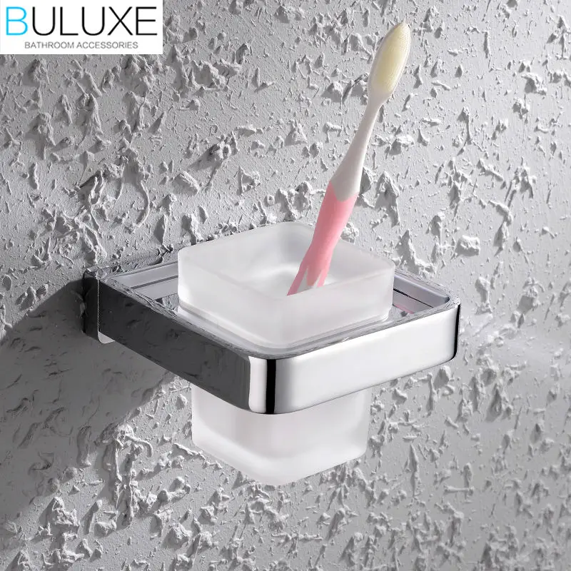 

BULUXE Solid Brass Bathroom Accessories Toothbrush Holder Wall Mounted Bath Acessorios de banheiro Cup Holder HP7710