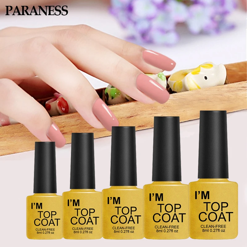 Paraness Top Coat UV Gel Nail Polish Soak Off Acrylic Gel Nail Art Semi ...