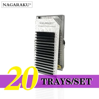 

NAGARAKU 20 Trays/set J B C D Curl Length 7-15mm Mixed In One Tray Eyelash Extensions Individual Faux Mink Eyelash Lashes