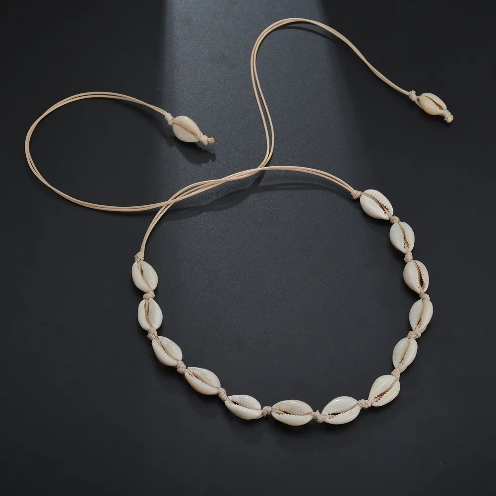

Fashion Shell Necklace Choker Jewelry Boho Hawaiian Beach Tassel Rope Chain Sea Shell Necklace For Women Collar Chocker
