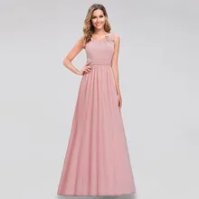 Robe De Soiree Ever красивые розовые вечерние платья трапециевидной формы с круглым вырезом и цветочным рисунком, шифоновые элегантные вечерние платья Abiye Gece Elbisesi