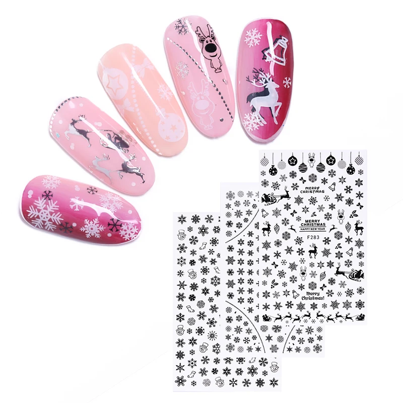 

Christmas Nail Art 3D Stickers Elk Snowman Winter Wraps Adhesive Decals Manicure Nail Decoration DIY Accessories Tool