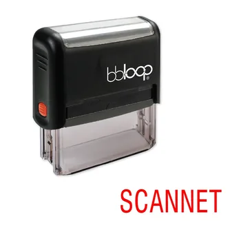 

BBloop Danish Language "SCANNET" Self-Inking Stamp, Rectangular, Laser Engraved, RED