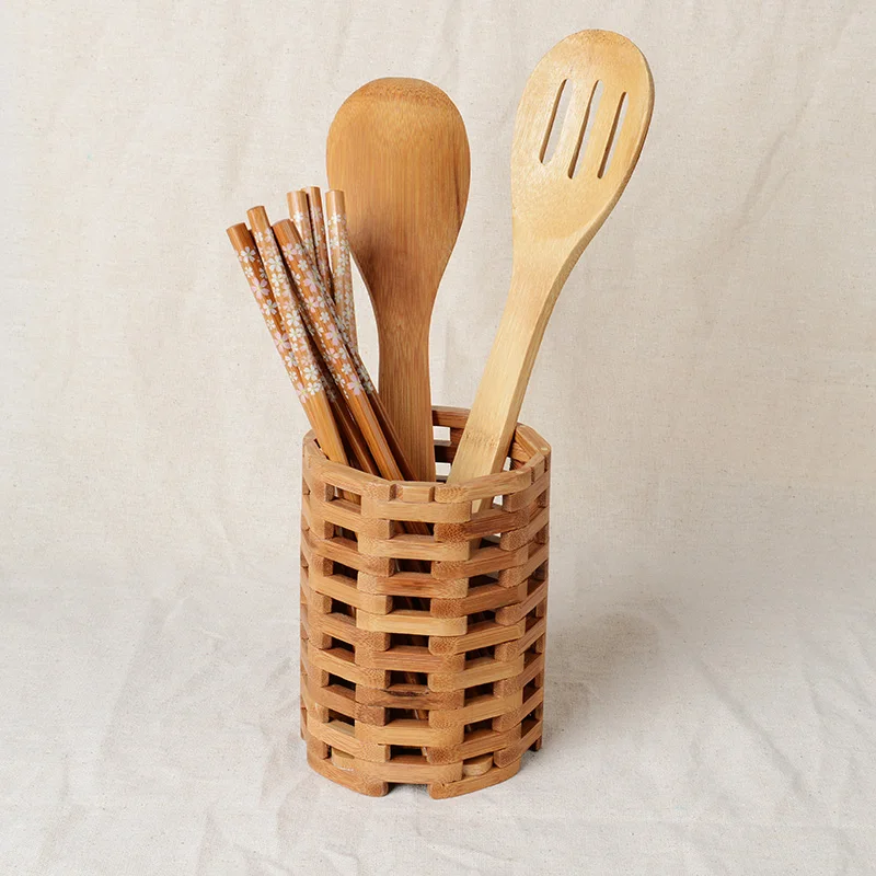 

Exclusive Bamboo Chopsticks Container Kitchen Tools Storage Box Jars for Kitchenware Creative Eco-Friendly Utensil Pen Holders