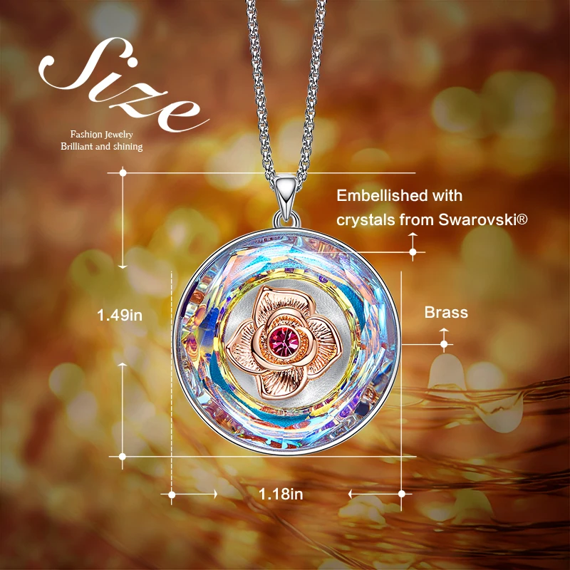 Ожерелье CDE в виде танцующей розы для женщин украшенное кристаллом от Swarovski