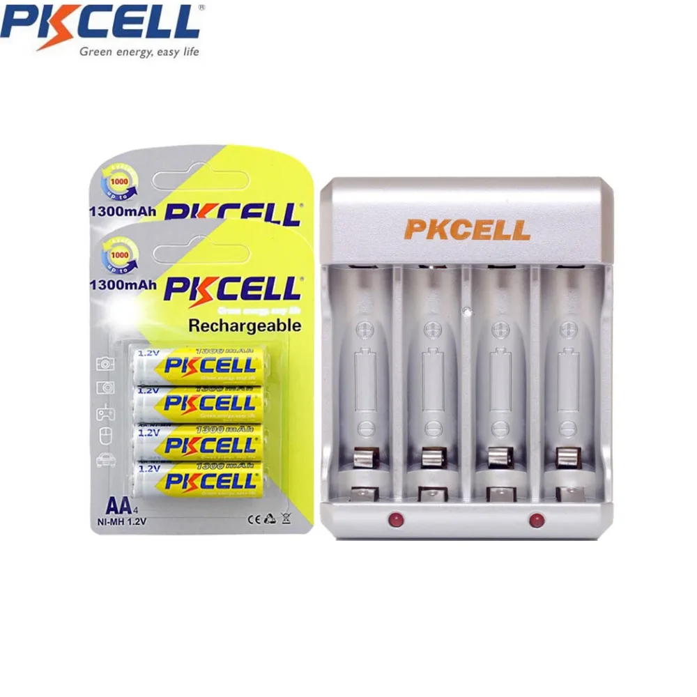 

8Pcs/2Card 1300mAh AA Rechargeable NIMH Battery and 4slot EU/US Plug Charger For 2or4pcs AA/AAA NIMH/NICD Rechargeable Batteria