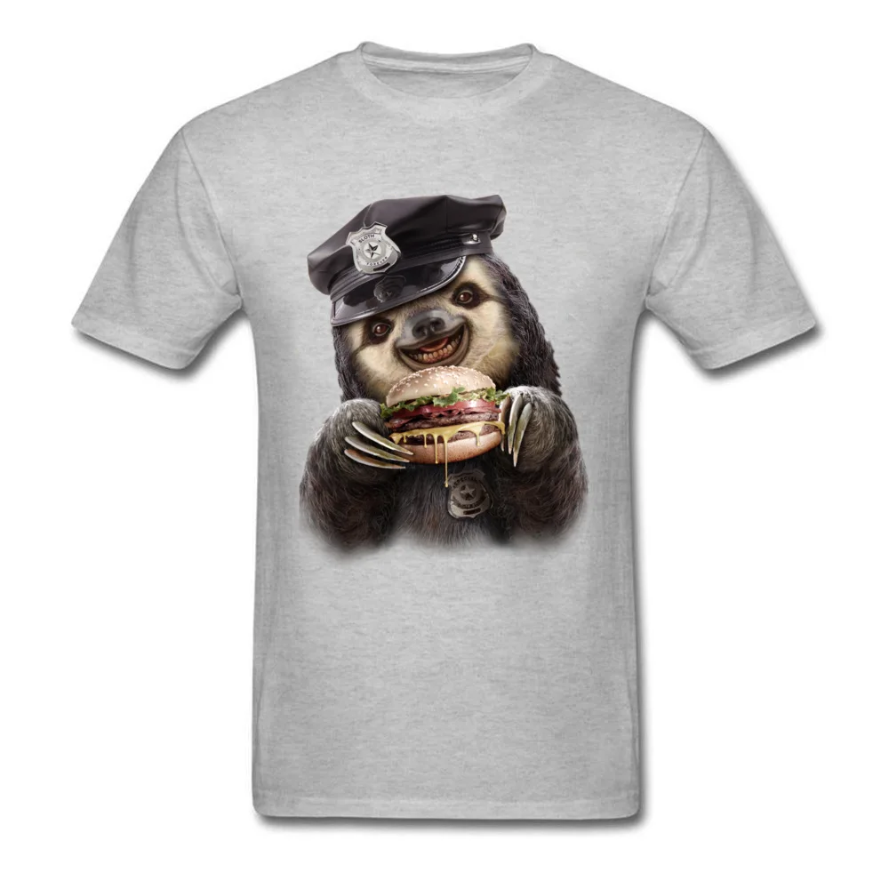 BURGER COP Summer/Autumn All Cotton O-Neck Tees Short Sleeve Crazy Tee-Shirt Funny Summer T-shirts Drop Shipping BURGER COP grey