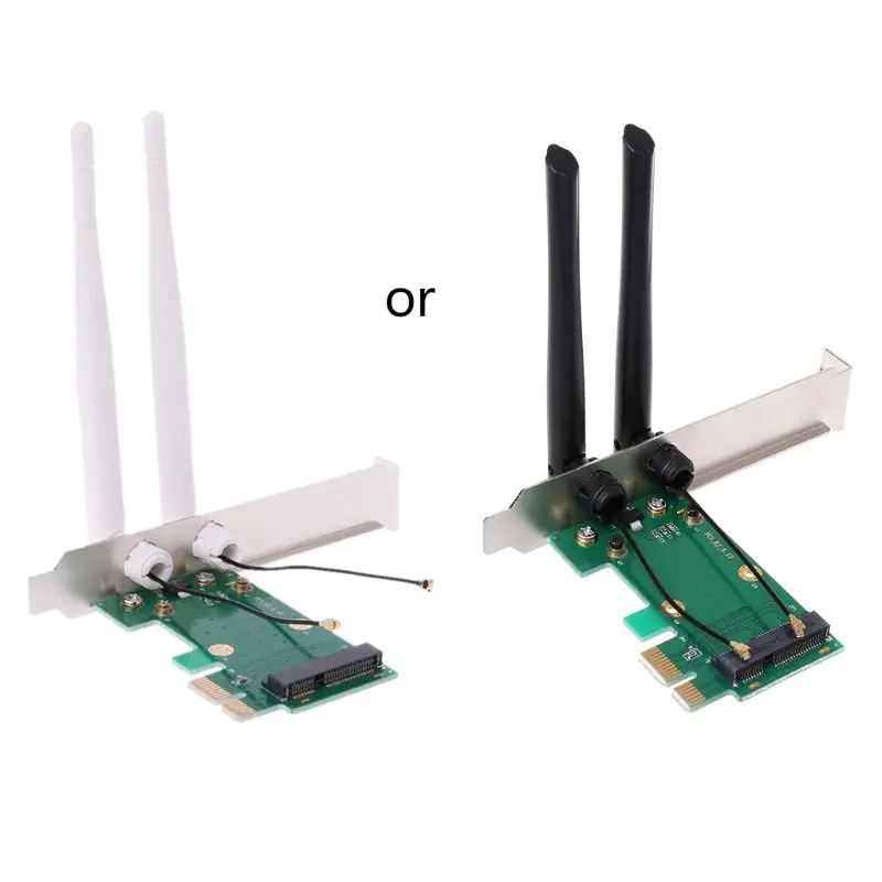 Внешняя сетевая карта для ПК, 2 антенны, Wi-Fi, Mini PCI-E Express, адаптер PCI-E райзер карта ver018 pci e pci express 6pin адаптер ver018 pci express 1x до 16x 6pin адаптер для видеокарты