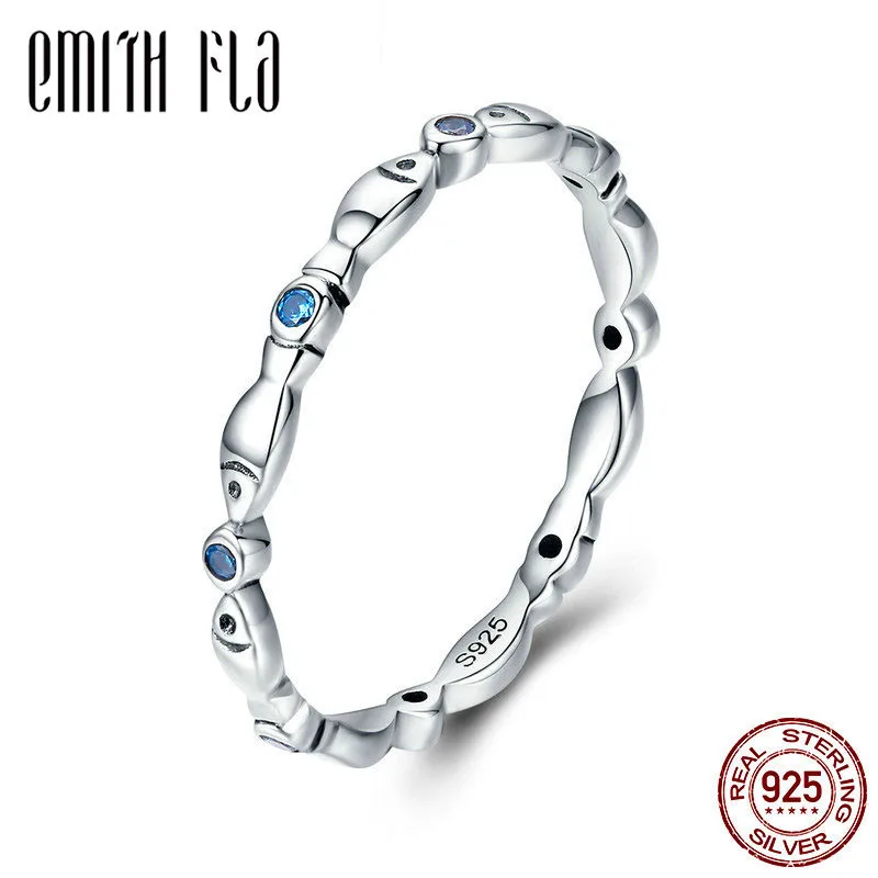 

2018 New Genuine 925 Sterling Silver Delicate Small Fish Ring & Clear CZ Finger Rings For Women Fashion Jewelry