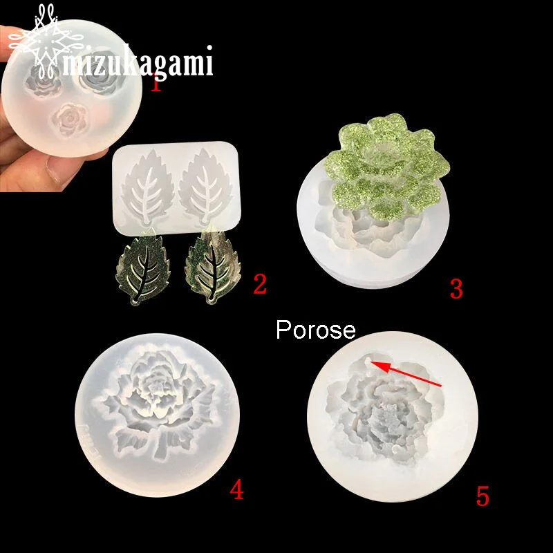 1pcs UV Resin Jewelry Liquid Silicone Mold Flowers & Leaf Shape Resin Charms Pendant Molds For DIY Intersperse Decorate Making