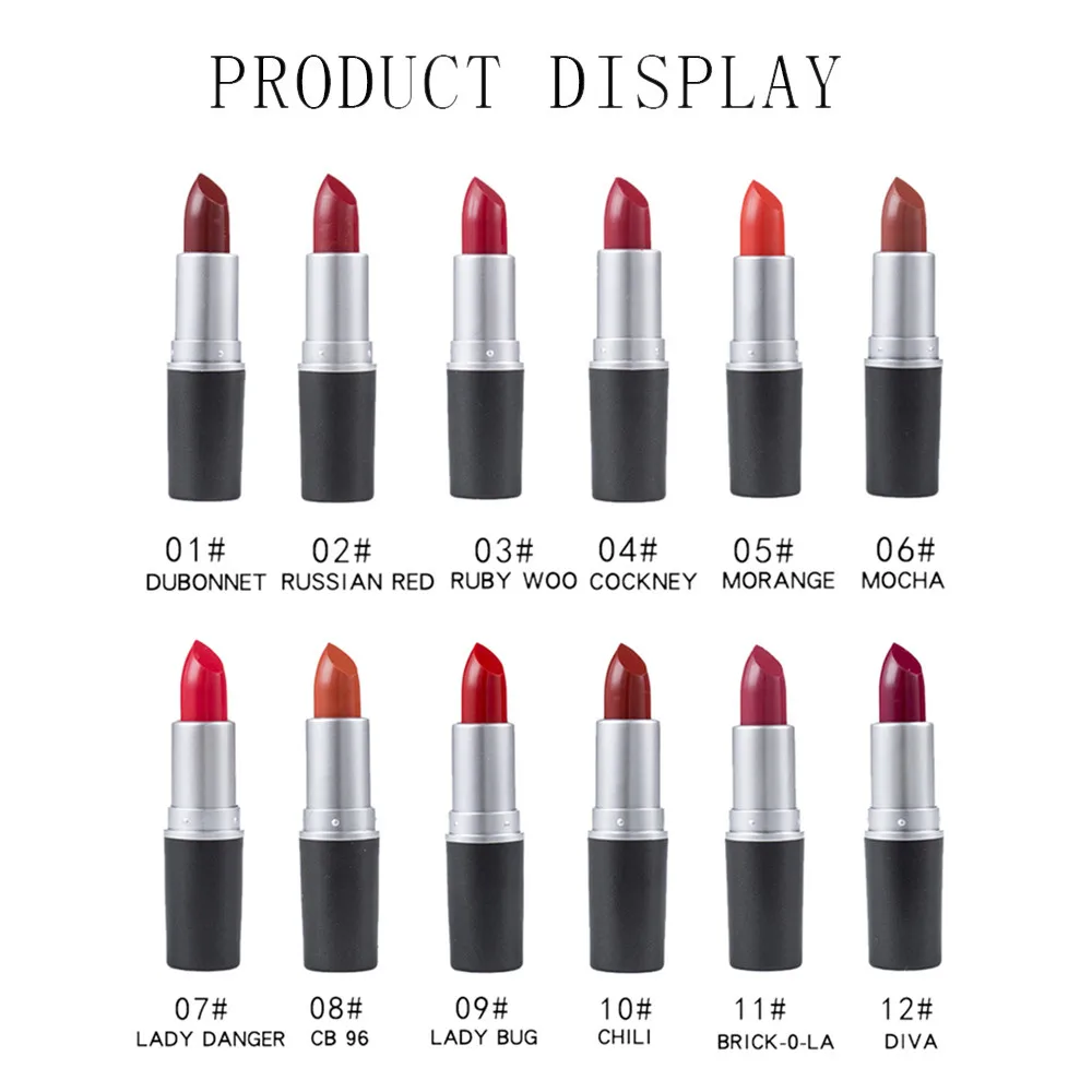 

Waterproof Nude Matte Velvet Glossy Lip Gloss Lipstick Lip Sexy Red Lip Tint 12 Colors Women Fashion Makeup Gift G511
