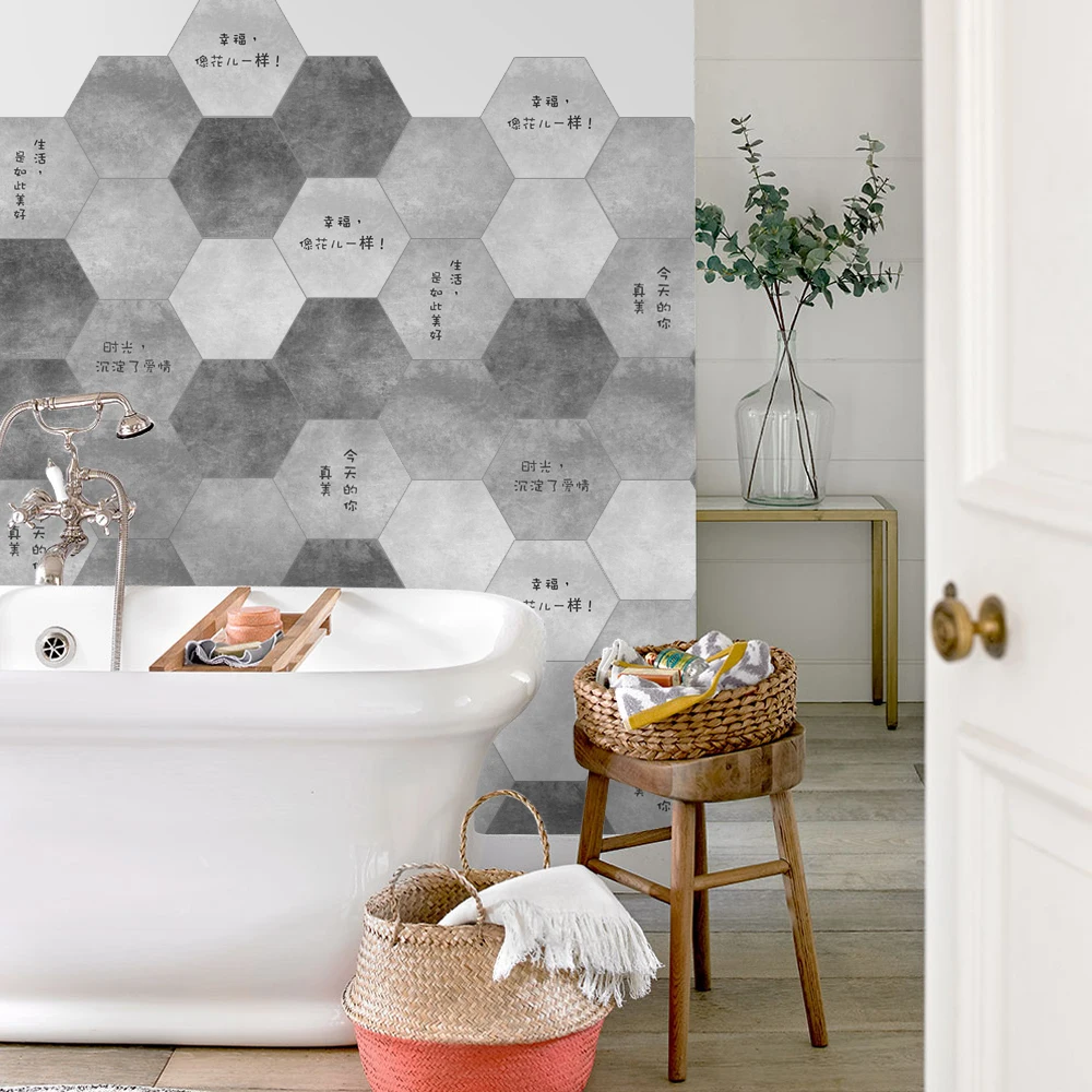 10 قطعة/المجموعة جديد للماء رمادي الطابق ملصقات جدار Pvc القابل للإزالة خلفيات ل الأرض المطبخ غرفة نوم معيشة المنزل الديكور