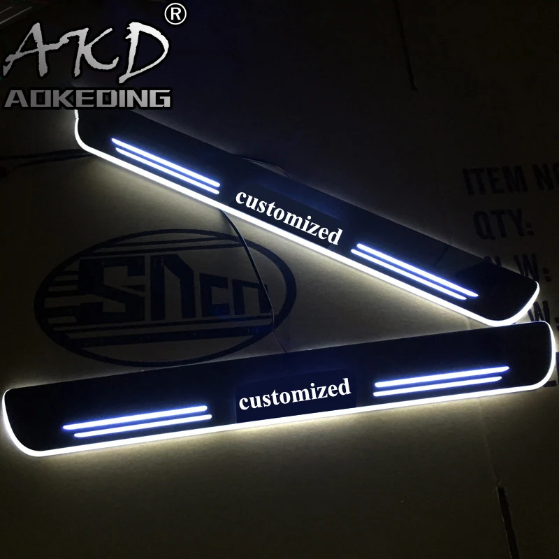 

AKD 4PCS Acrylic Moving LED Welcome Pedal Car Scuff Plate Pedal Door Sill Pathway Light For Hyundai Solaris 2015 2016 2017 2018
