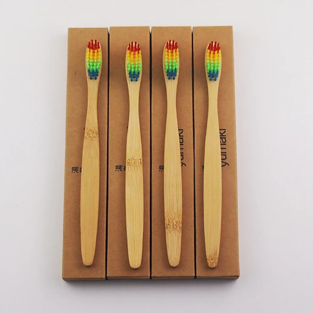 4 Pieces Crown Environmentally Wood toothbrush novelty bamboo