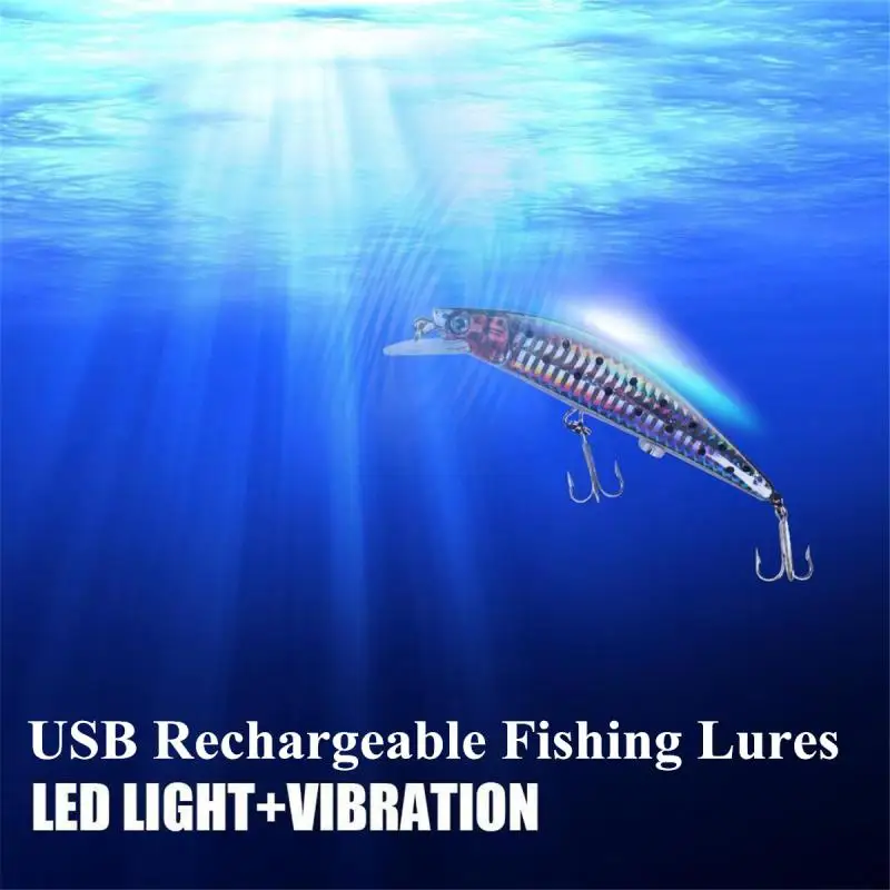 

Rechargeable Twitching Fishing Lures Baits LED Flashing?Light Hard Hooks Swimbait USB Durable Hard Increase Fish?Catching Widely