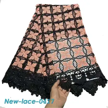 

2019 New Arrival African Guipure Lace Water Soluble Chemical Lace Fabric High Quality African Cord Lace Rhinestones XN005