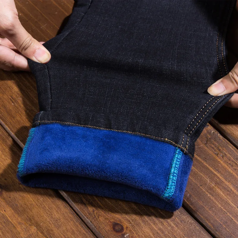 Jeans Men Winter Plus Velvet High Quality Homme Vaqueros Hombre Jean Black Biker Calca Masculina Spijkerbroek Mannen Stretch