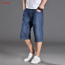 Men’s Cotton Loose Denim Shorts Fashion Summer Male Casual Calf Length Short Jeans Soft Comfortable Casual Shorts Big Size 28-50