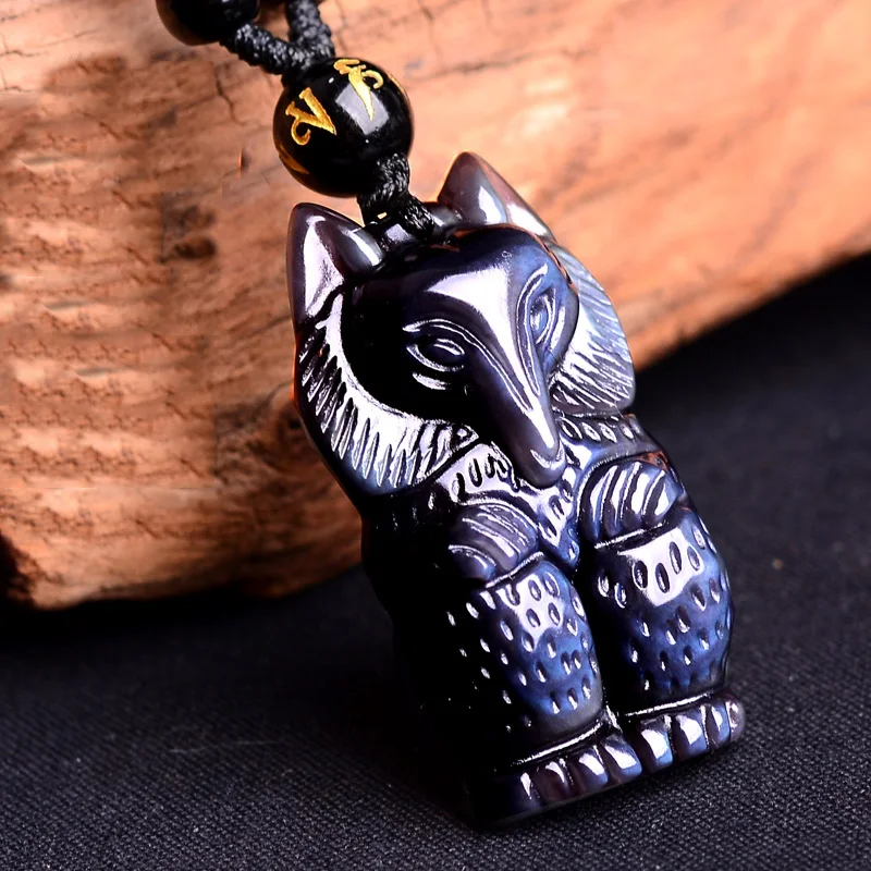 Подвеска Obsidian из натуральной лисы подвеска камня и хрусталя с цепочкой бисера