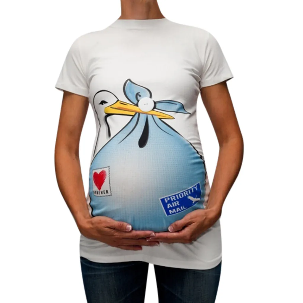 MUQGEW/Милая Повседневная Футболка для беременных с забавным принтом и короткими рукавами; блузка для беременных; топы; ropa premama embarazadas# y2