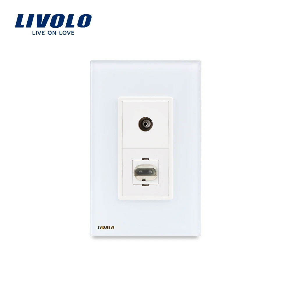 Livolo Новый стандарт США/Австралии роскошный ТВ и HDMI розетка с белым жемчугом
