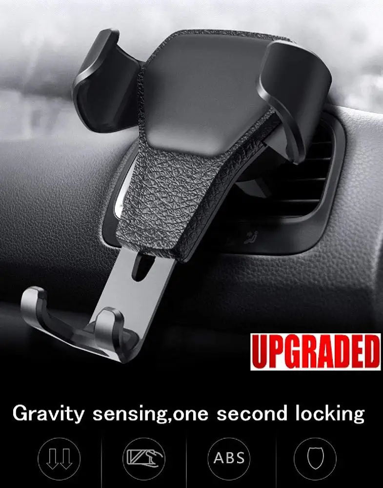 

Group Vertical Car Holder Car Phone Holder Universal Leather Pattern Gravity Car Phone Holder Clip Air Vent Mount Stand r25