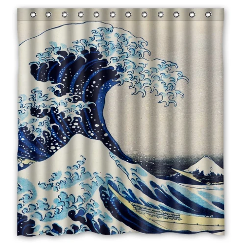 AXJ Great Wave off Kangawa by Hokusai Custom Shower Curtain 66 &quotx72&quot Waterproof Fabric for Bathroom | Дом и сад