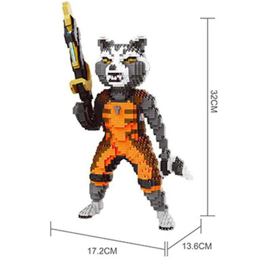 SJ ракета енот супер герой 3D модель DIY Мишка со стразами блоки кирпичи мини сборная игрушка 17,2*13,6*32 см