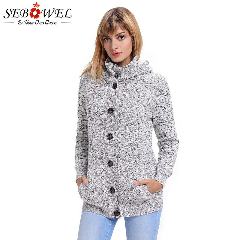 womens grey cardigan with hood coat