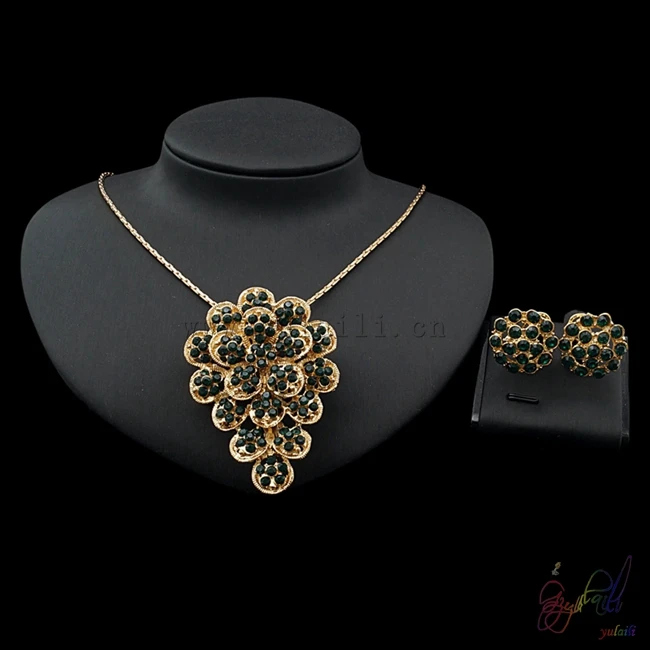 

Yulaili 2017 Free Delivery Black Crystal Fashion Design Top Quality Necklace Earrings Two Jewelry Sets