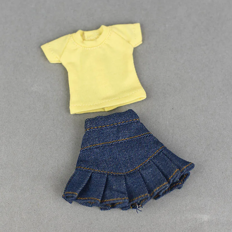 1 комплект, футболка, джинсовые шорты синяя юбка трапециевидной формы для кукла блайз, повседневная одежда для блайта, кукла licca, одежда Кукла 1/6, аксессуары