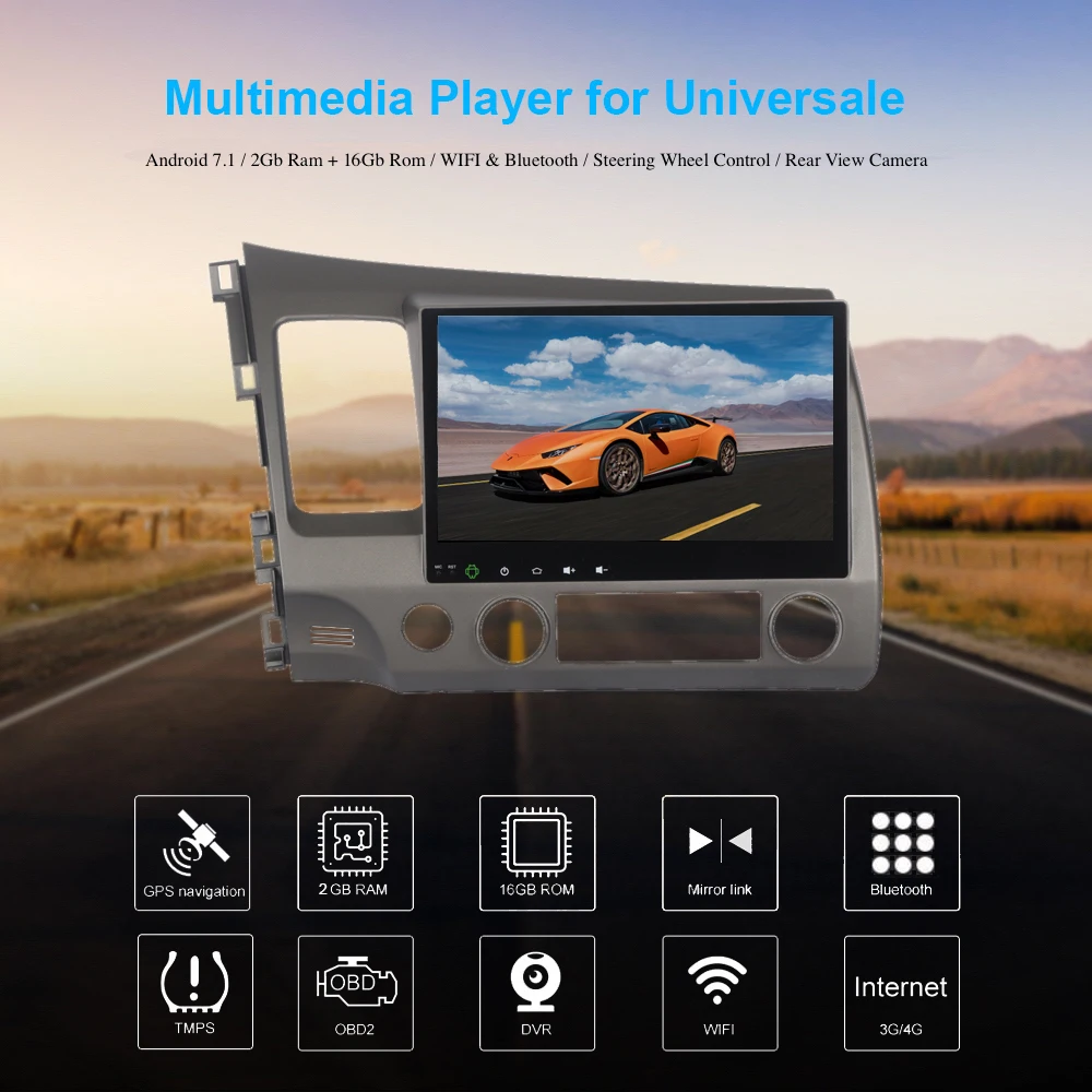 

Car Radio Android GPS for Honda Civic 8 Autoradio 2006 - 2011 Navigation Head Unit Multimedia Video Player browser