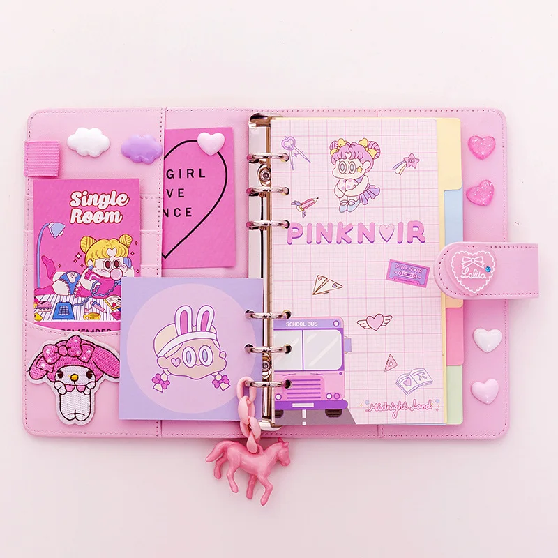 Кожаный блокнот с ручкой набор бумаги Kawaii розовый блокнот для школы офисные принадлежности канцелярские принадлежности подарок