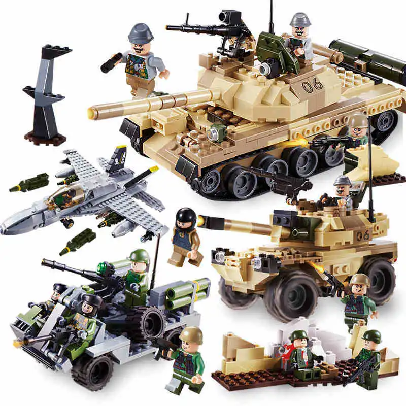 600019A 372pcs Military Constructor Model Kit Blocks Compatible LEGO Bricks Toys for Boys Girls Children Modeling