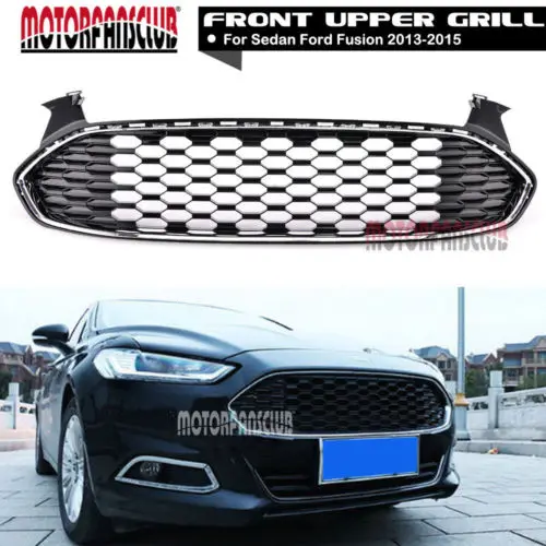 

Front Honeycomb Mesh Chrome Black Bumper Grill For Ford Fusion Mondeo 2013-2015