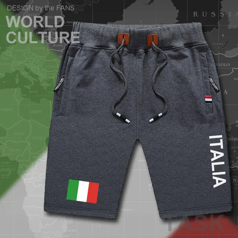 Италия итальянские мужские пляжные шорты новые мужские пляжные шорты флаг тренировки молнии карман пот Бодибилдинг ITA страна Топы - Цвет: P01darkgray