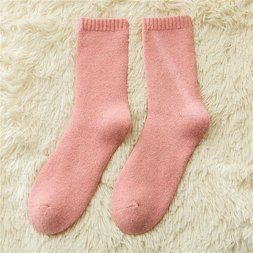 Новинка, 14 цветов, мужские и женские шерстяные носки, утепленные, около 90 г/77 г, морозостойкие, морозостойкие, минус 30 градусов, теплые шерстяные носки, 3 пары - Цвет: women pink