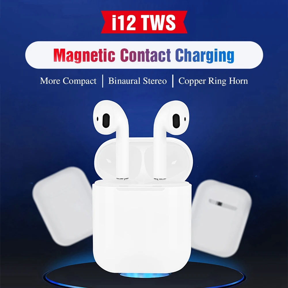 i12 TWS i10 Bluetooth Earphone Wireless Earphones 1:1 Size Air Touch Control 3D Stereo Headset Sport Earbuds Pods Pk i10 i20 TWS