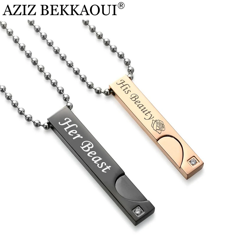 

AZIZ BEKKAOUI Angel & Demon Couple Necklaces Beauty & Beast Pendant Necklace for Lover King & Queen Christmas Gift Drop Shipping