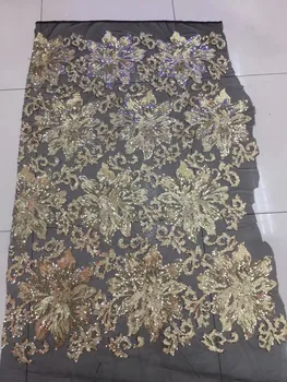 

Nigerian french net Lace S-12291 Embroidered Cord Lace Fabric with full beads for bridal dress