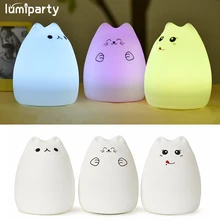 Cat Light Color Changing Silicone Cat Night Lights Bedside Lamp Children Cute Night Lamp Christmas Bedroom Light