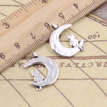 

10pcs/lot Charms Moon Cat 22x18mm Tibetan Pendants Antique Jewelry Making DIY Handmade Craft For Bracelet Necklace