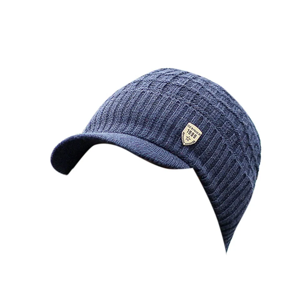 40 теплая шапка бини для мужчин и женщин, вязаная шапка, зимняя шапка, шарф, набор, высокое качество, зимние шапки для мужчин, вязаная Лыжная шапка - Цвет: Navy