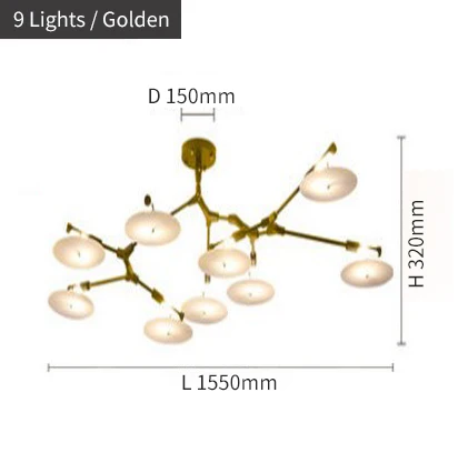 Vintage Modern LED Chandelier Spider Lustre Living room Lighting For Kitchen Restaurant Chandeliers Fixture Lights LED - Цвет абажура: 9 Lights Glod