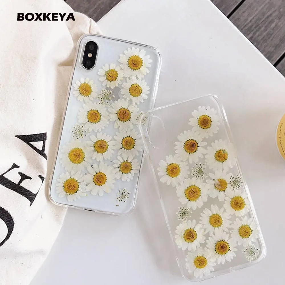 

Real Flowers Dried Flowers Cases For OPPO X9 X20 X23 X23 Fantacy White Flower Case For Vivo R9 R11 R15 R17 R11S R9s Clear Fundas