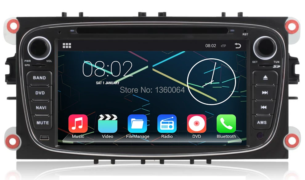 Best Quad Core 1024*600 Resolution 2 Din Android 5.1.1 Car DVD For Ford Mondeo/Focus/S-max/C-max/Galaxy GPS Radio RDS CANBUS WiFi 3G 1