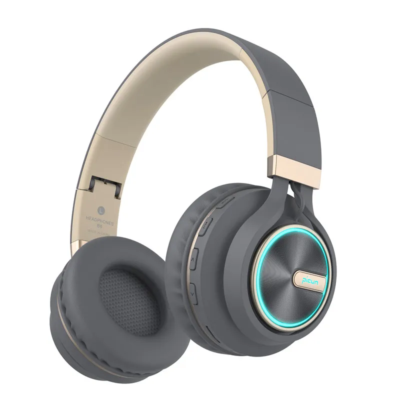 Billig B6 Drahtlose Kopfhörer Bluetooth HiFI Stereo Kopfhörer Faltbare Headset LED Licht Kopfhörer Mit HD Mic Für Handy Tv tablet