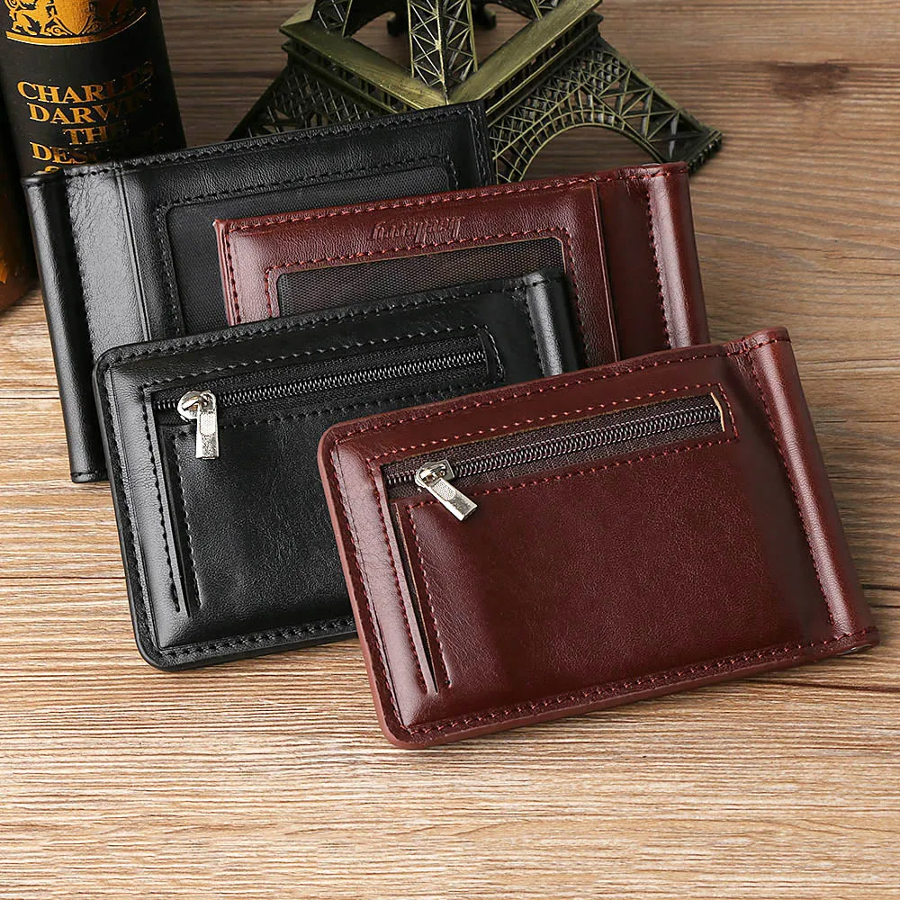 

Top Quality Men's Bifold Leather Wallet Male Business Pu Leather Money Clip Credit Card Holder Billfold Purse Clutch Wallet